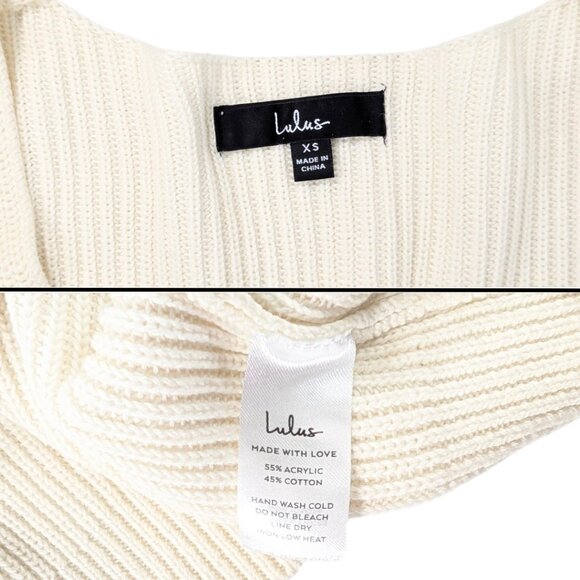 SOLDlulu's XS Cream Cropped Cableknit V-Neck Long Sleeve 'Feel It Still' Sweater - Picture 8 of 8